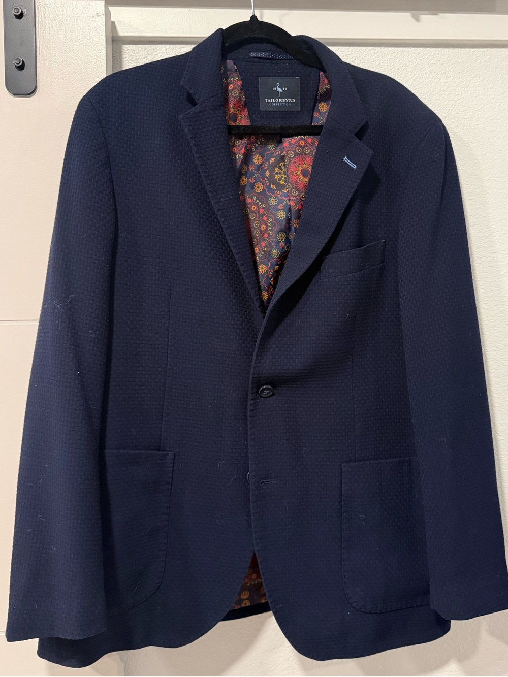 TailorByrd Collection Navy Men’s Blazer – Paisley Lining 42R / Large